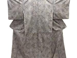 花唐草に蝶・鴛鴦模様織り出し本場泥大島紬着物(7マルキ)